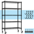 Hodonas Wire Shelving, 1900lbs Capacity 5 Tier Heavy Duty NSF Wire Shelf with Rolling Wheels Black Metal Storage Shelves Adjusta