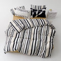 Luxlovery Black And White Comforter Set Full Striped Beige Black Bedding Comforter Men Modern Vertical Stripe Blanket Quilts Fas