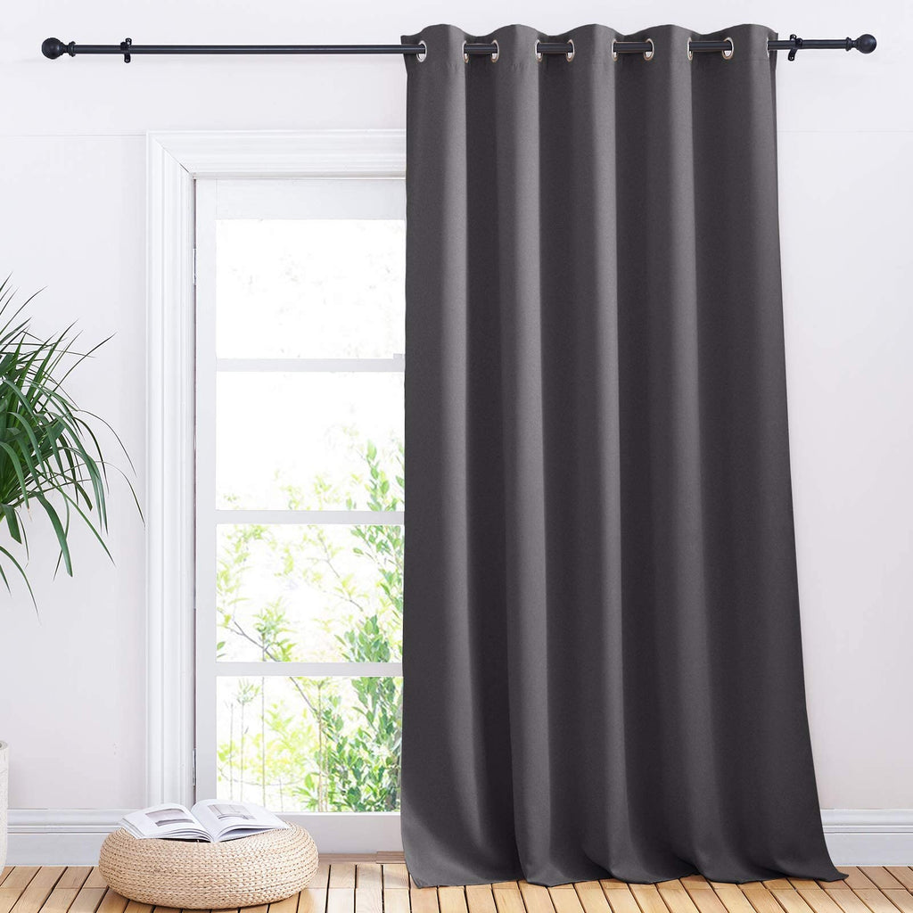 Nicetown Sliding Door Curtains, Wide Thermal Blackout Patio Door Curtain Panel, Sliding Door Drapes/Draperies With Grommet Top (Gray, W70 X L95)