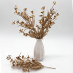 Gold Fake Flowers Artificial Shrubs For Christmas Decor, Plastic Plants Faux Leaves Stems Grass Foliage Home Wreath Ornaments Pa