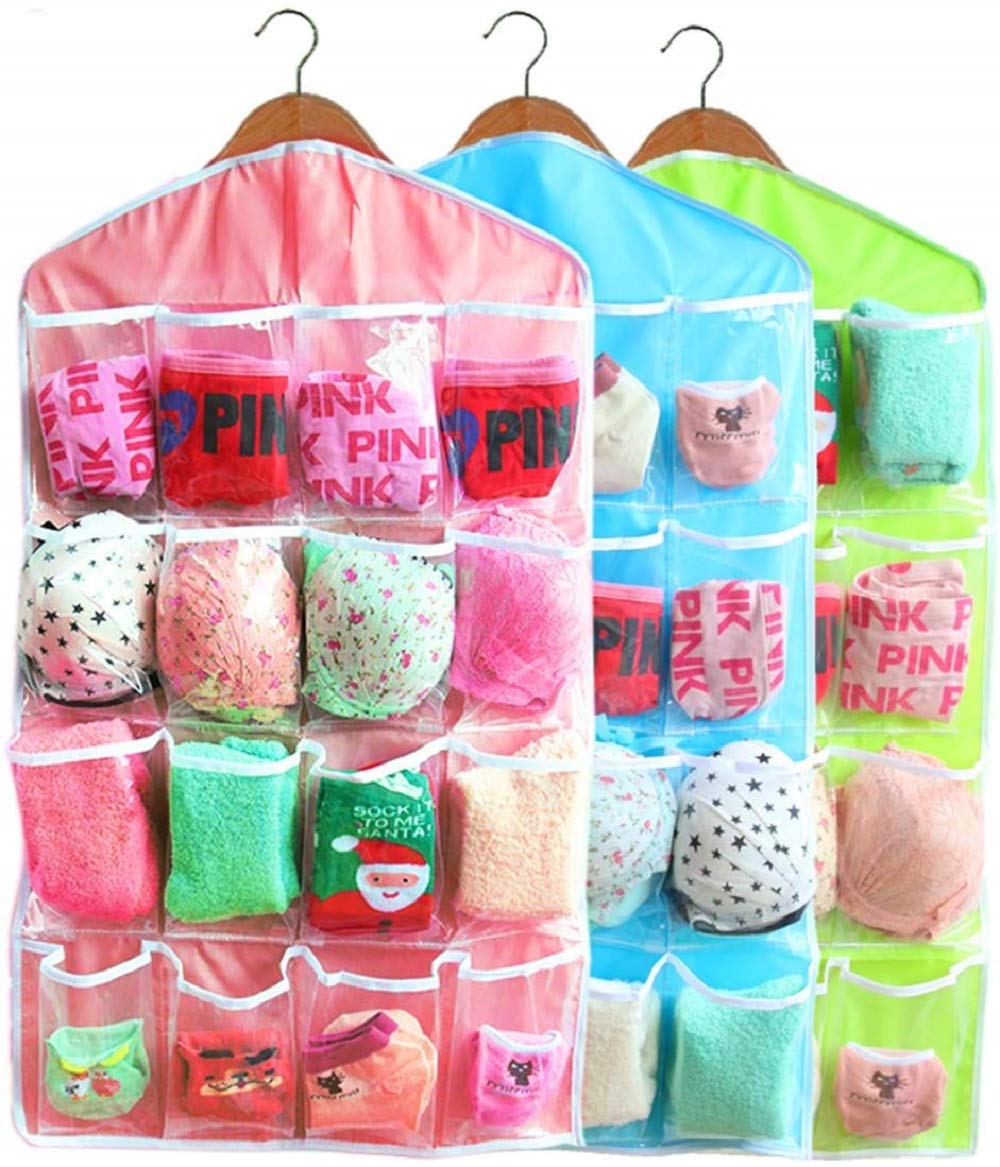 Rd Mall16 Pocket Mount Bag Hanging Wall Pocket Storage Case, Hanging Closet Organizer, Hanging Undergarments Organiser (Multicol