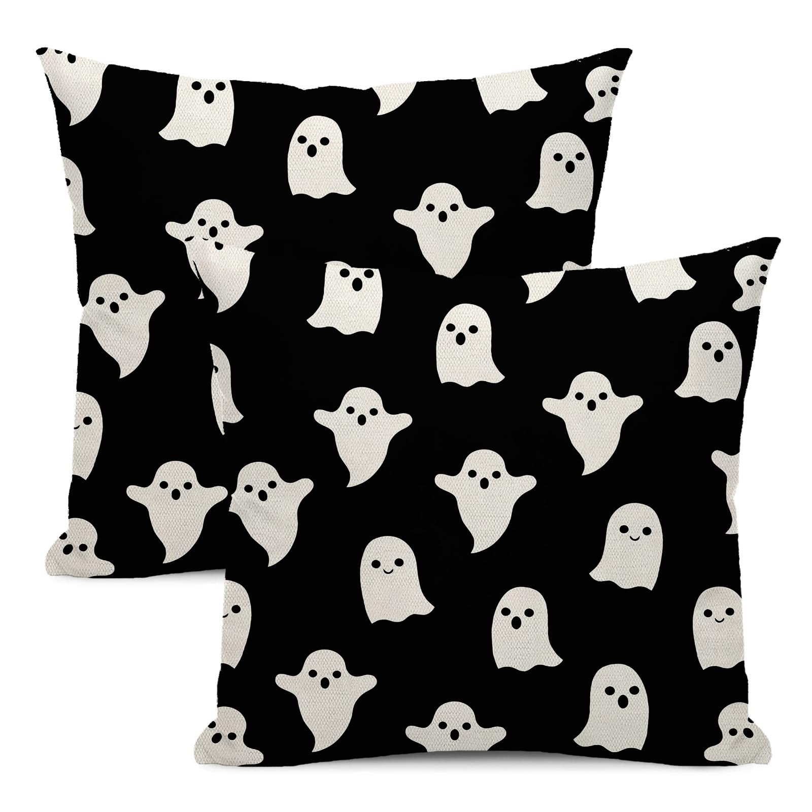 Yxuiyal Halloween Decor Pillow Covers 20 X 20 Set Of 2 Cute Black Ghost Throw Pillow Covers Halloween Decoration Pillow Covers F