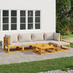 vidaXL 6 Piece Patio Lounge Set, Outdoor Furniture Set with Comfortable Light Gray Cushions, Made of Solid Acacia Wood, Flexible Design, Easy Assembly and Weather Protection