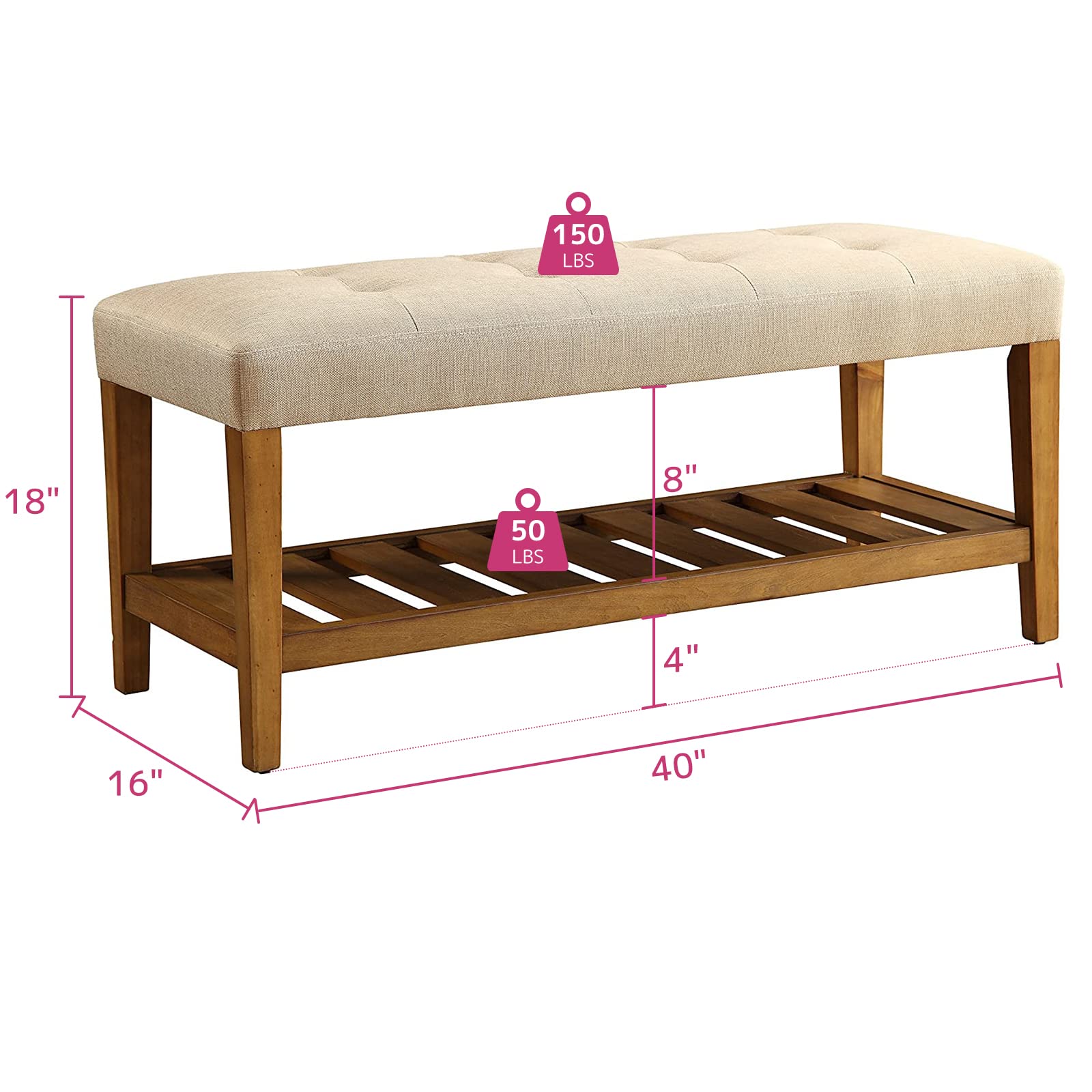 Acme Charla Bench in Beige and Oak