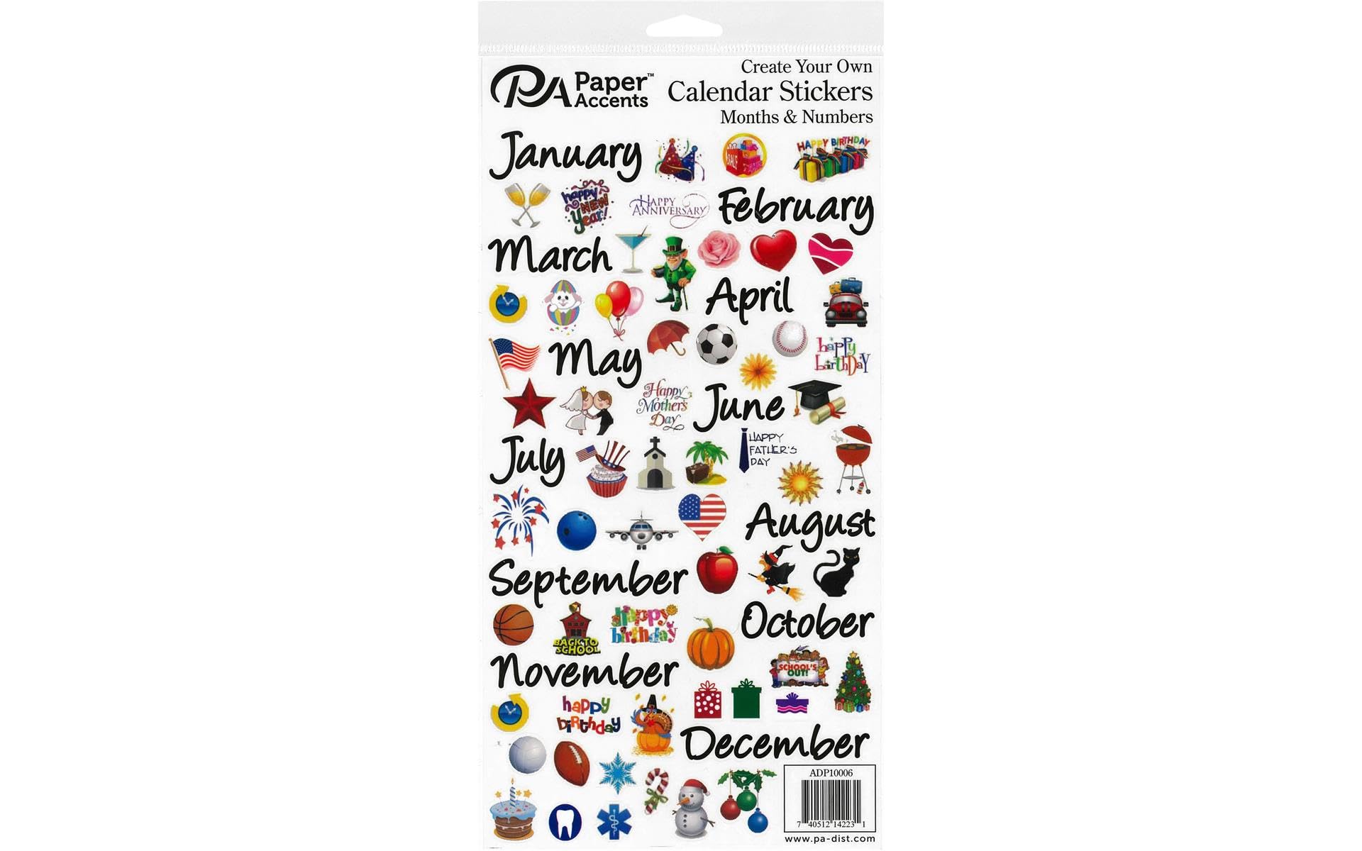 Paper Accents Calendar Sticker Month & Number, Large, Color, Planner Essentials Monthly Planner Stickers, Calendar Stickers Incl