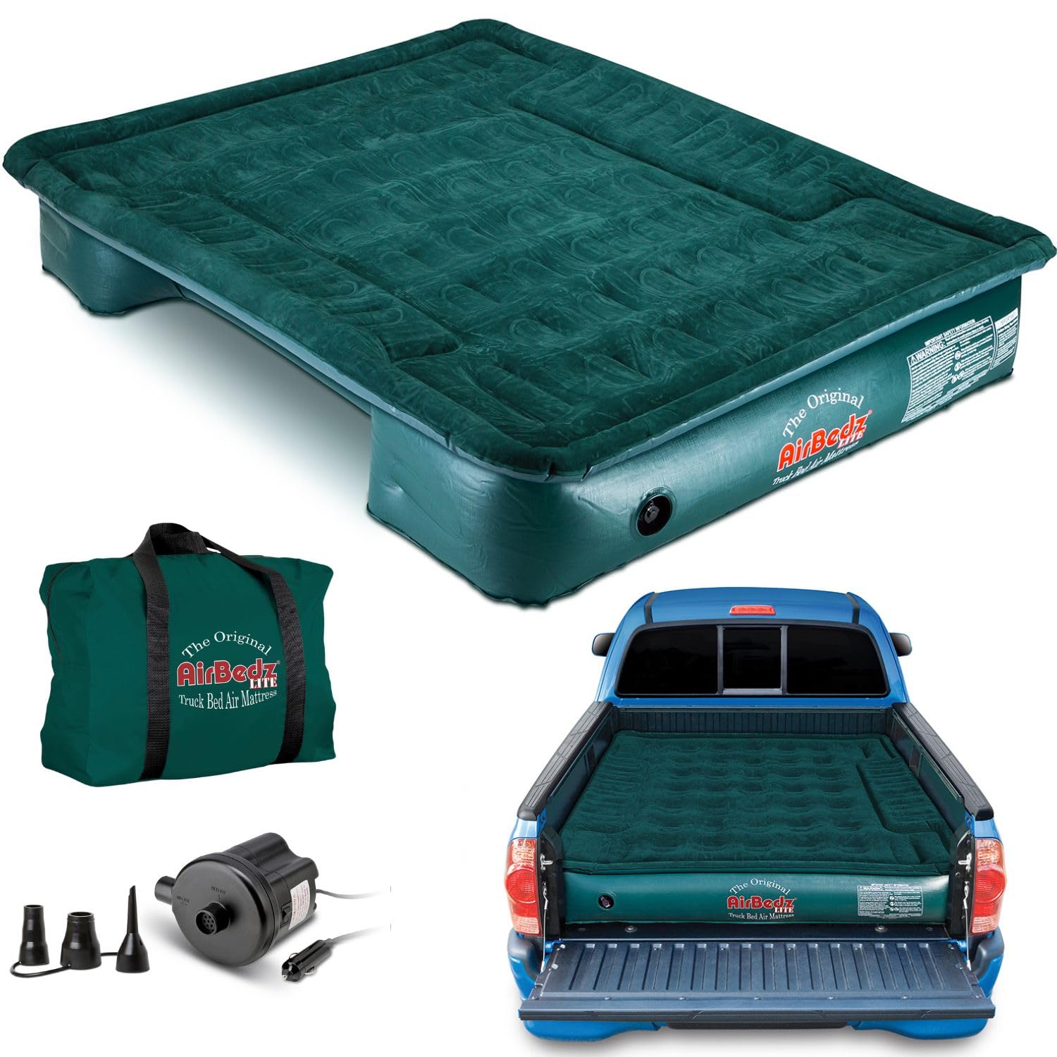Pittman Outdoors AirBedz Lite PPI PV202C Full Size, Short 6-6.5 Truck Bed Air Mattress with DC Corded Pump (76x63x12 Inflated)
