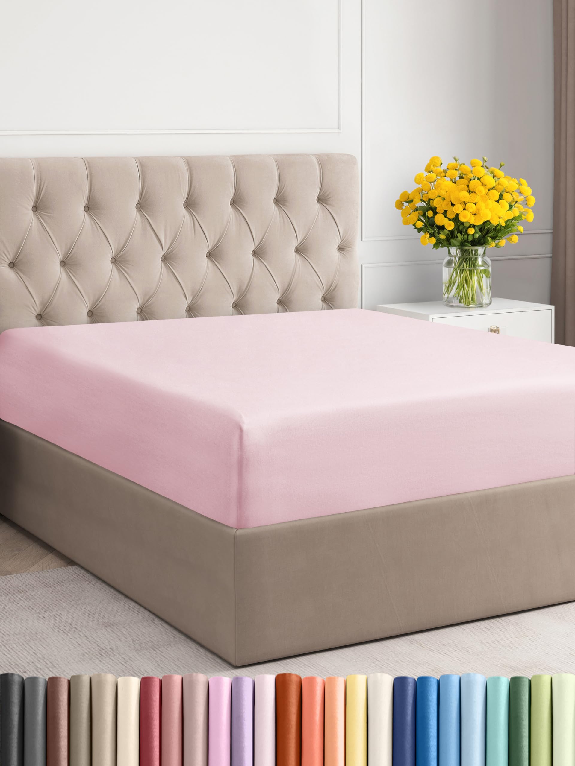Full Size Fitted Bed Sheet - Hotel Luxury Single Fitted Sheet Only - Fits Mattress Up To 16 - Extra Soft, Wrinkle Free, Breathable Sheet - Bottom Fitted Sheet - Lavender Pink Single Fitted Sheet Only