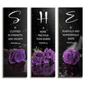 DONFENTHY 3 Pcs Purple Bedroom Decor Purple Rose Wooden Wall Decor Purple Bathroom Decor Inspirational Farmhouse Office Signs Wi