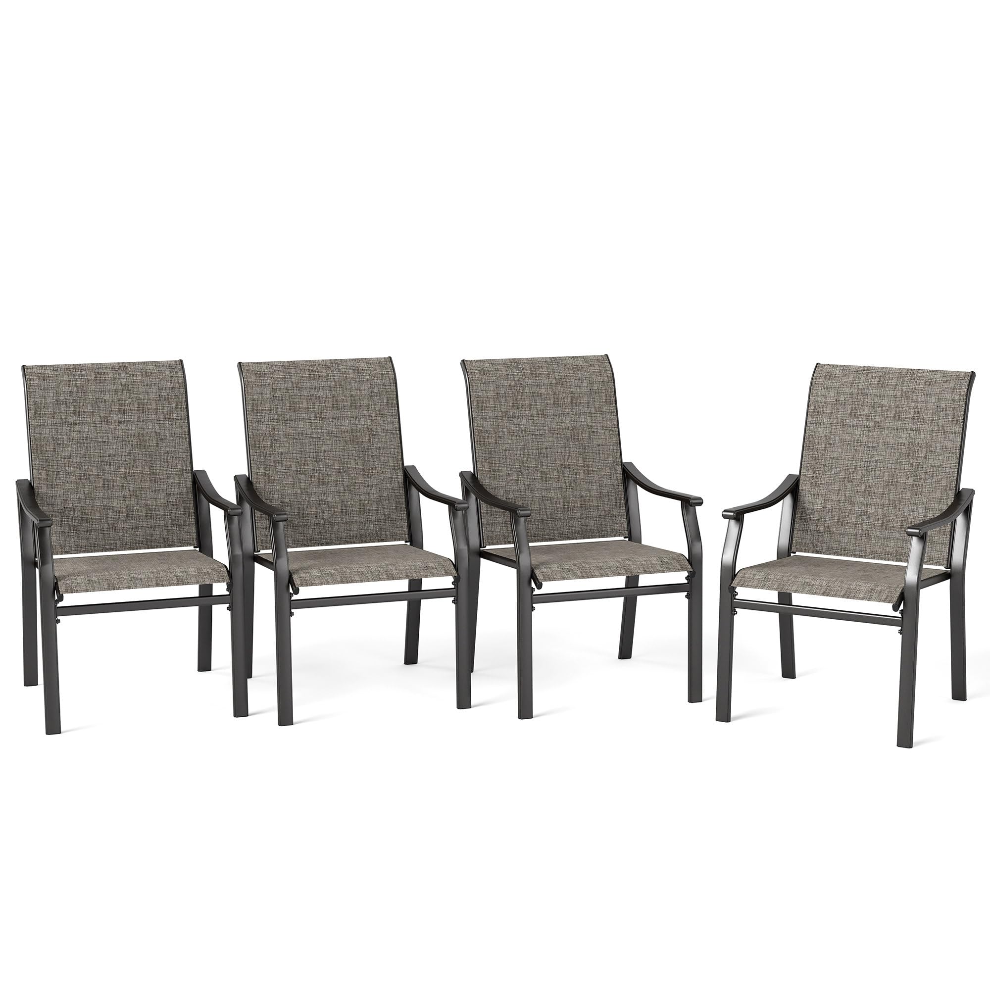 Mfstudio Outdoor Patio Dining Chairs, 4 Pcs Metal Frame Patio Sling Chairs With Backrest And Armrest, All Weather Resistant Heav