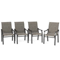 Mfstudio Outdoor Patio Dining Chairs, 4 Pcs Metal Frame Patio Sling Chairs With Backrest And Armrest, All Weather Resistant Heav