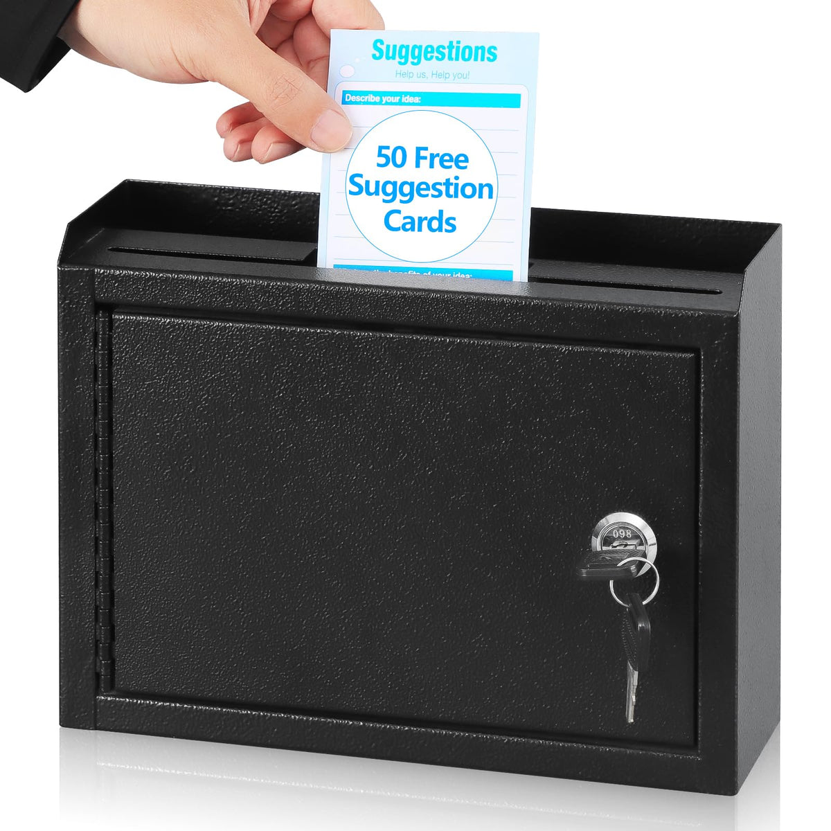 Kyodoled Suggestion Box With Lock And Slot, Small Locking Mailbox For Office, Safe Key Drop Box For Money, Wall Mount Donation B