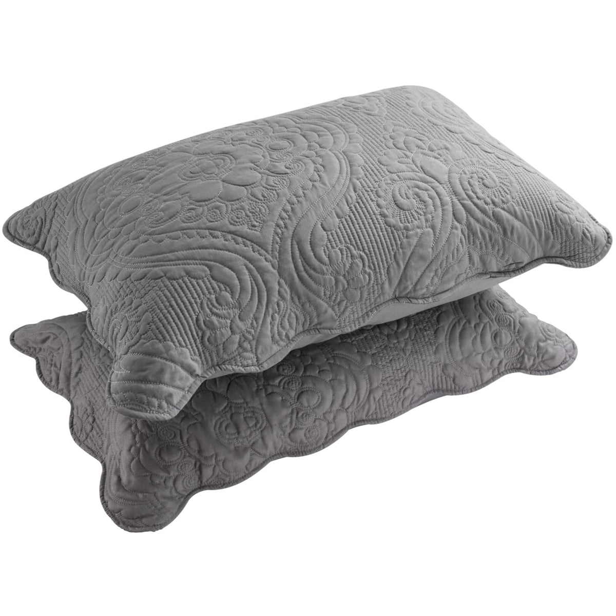 Bosowos Quilted Pillow Shams Set Of 2, Decorative Microfiber Standard Bed Pillow Shams, Soft Breathable Pillow Covers With Envel