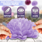 16Pcs Tissue Paper Flowers - White Paper Flowers Purple Tissue Paper Flowers Decorations For Wall Lavender Tissue Paper Flowers