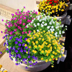 Klemoo 8 Bundles Outdoor Artificial Fake Flowers Uv Resistant No Fade Boxwood Faux Plastic Shrubs Plants For Garden Patio Porch