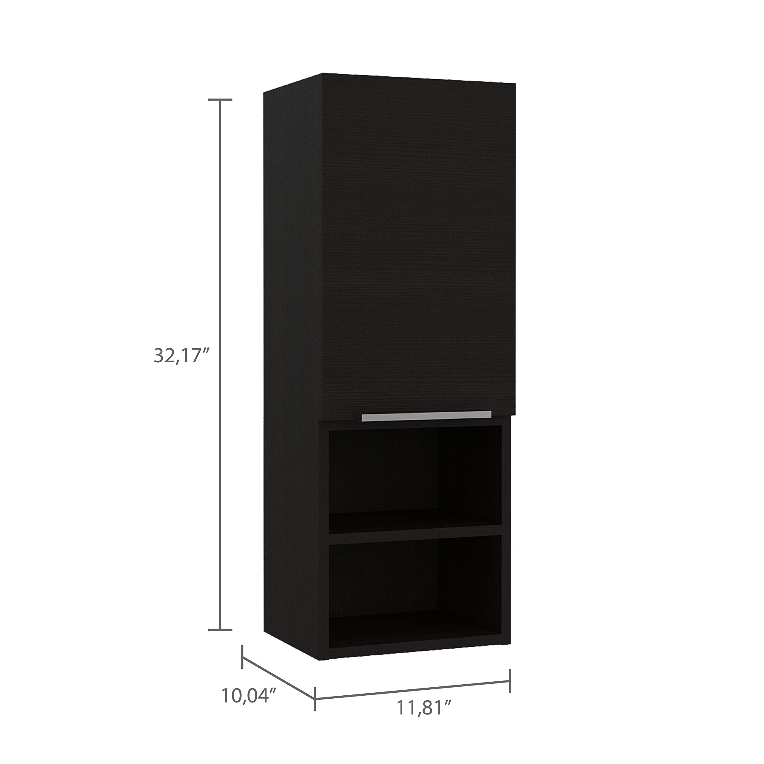 DEPOT E-SHOP Savona Single Privacy Door Medicine Cabinet with 2 External Shelves and 2 Interior Shelves, 32&quot; H, Black, Bathroom