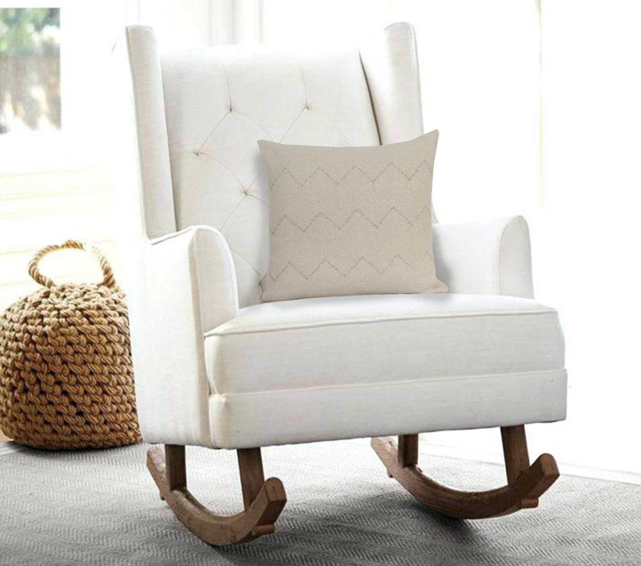 HomeRoots 85% Cotton, 15% Lurex Parkland Collection Diana Transitional Beige Pillow Cover with Poly Insert