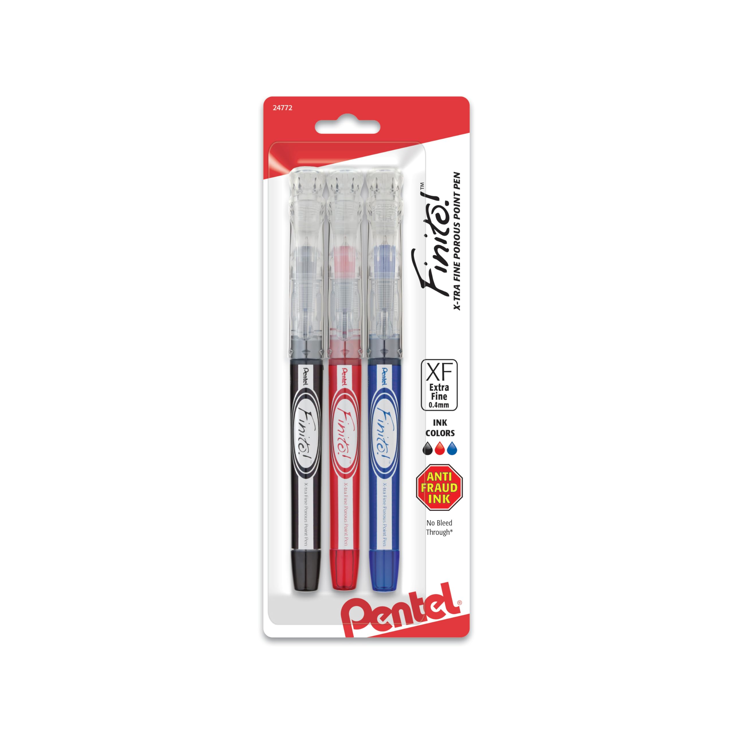 Pentel Finito! Porous Point Pen X-Tra Fine Point Tip, Assorted Ink (A/B/C), 3-Pk