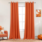 Mrs.Naturall Orange Curtains 84 Inch Length 2 Panels Set for Living Room,Fall Halloween Decor Blackout Room Darkening Curtains 8