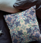 HomeRoots 28' X 28' Blue and Off White Broadcloth Floral Throw Pillow