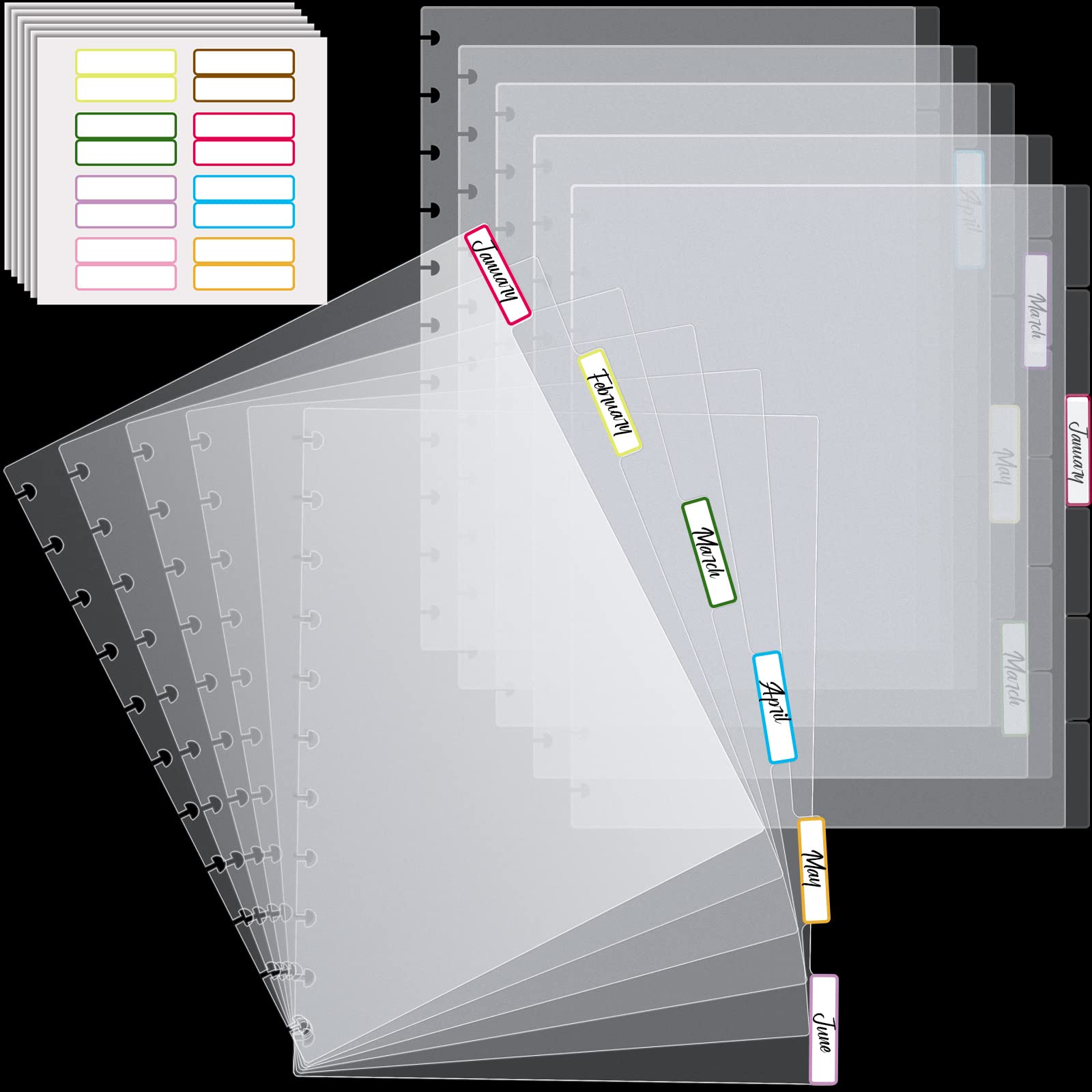 Letter Poly Tab Dividers For Discbound Notebooks, Disc Bound Planner Supplies Discbound Divider Tabs Binder Index Dividers For N