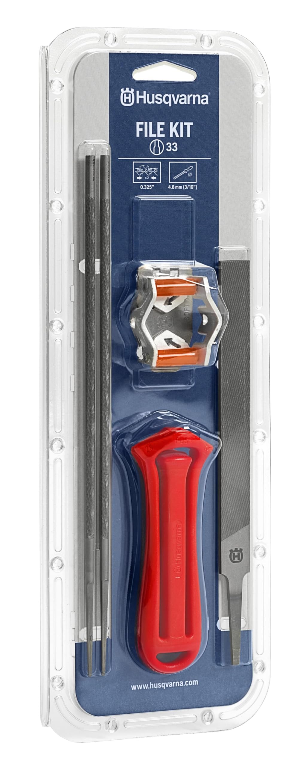 Husqvarna X-Cut Sp33G Chainsaw File Kit For .325-Inch Chainsaw Chains, Chainsaw Sharpening Kit Includes File Handle, Combination