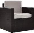 Crosley Furniture Palm Harbor Outdoor Chair, Wicker Patio Chairs for Porch, Deck, Balcony, Backyard, Brown with Gray Cushions