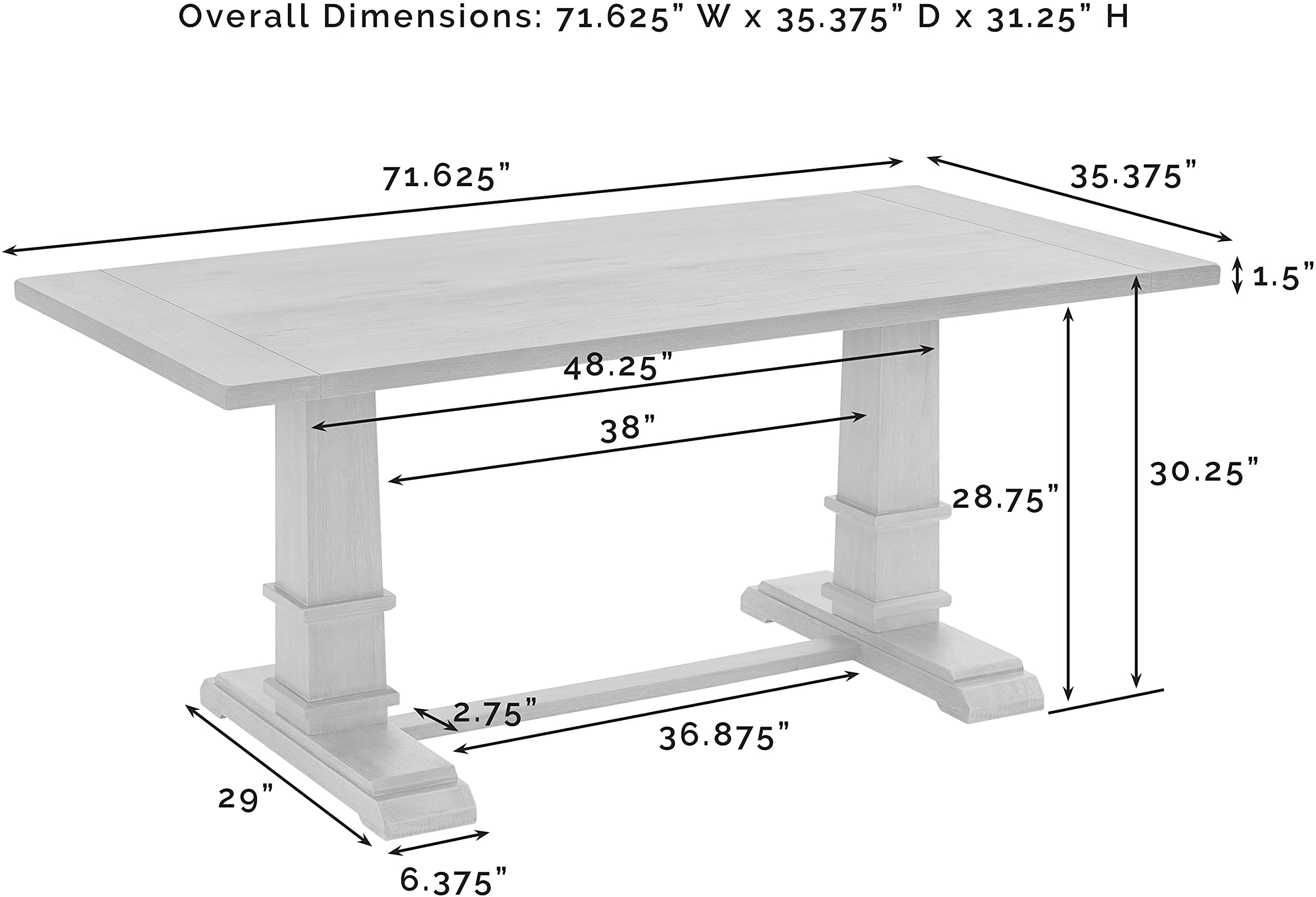 Crosley Furniture Joanna Modern Farmhouse Wood Dining Table, Rustic Brown