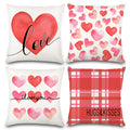 Dulefun 4Pcs Valentines Day Pillow Covers 18 X 18 Inch Love Heart Pillow Cushion Cases For Valentines Day Decor Throw Pillow Cov