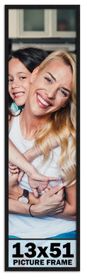 CountryArtHouse 13x51 Frame Black Solid Pine Wood Picture Frame Includes UV Acrylic Plexiglass, Acid Free Foam Backing Board and