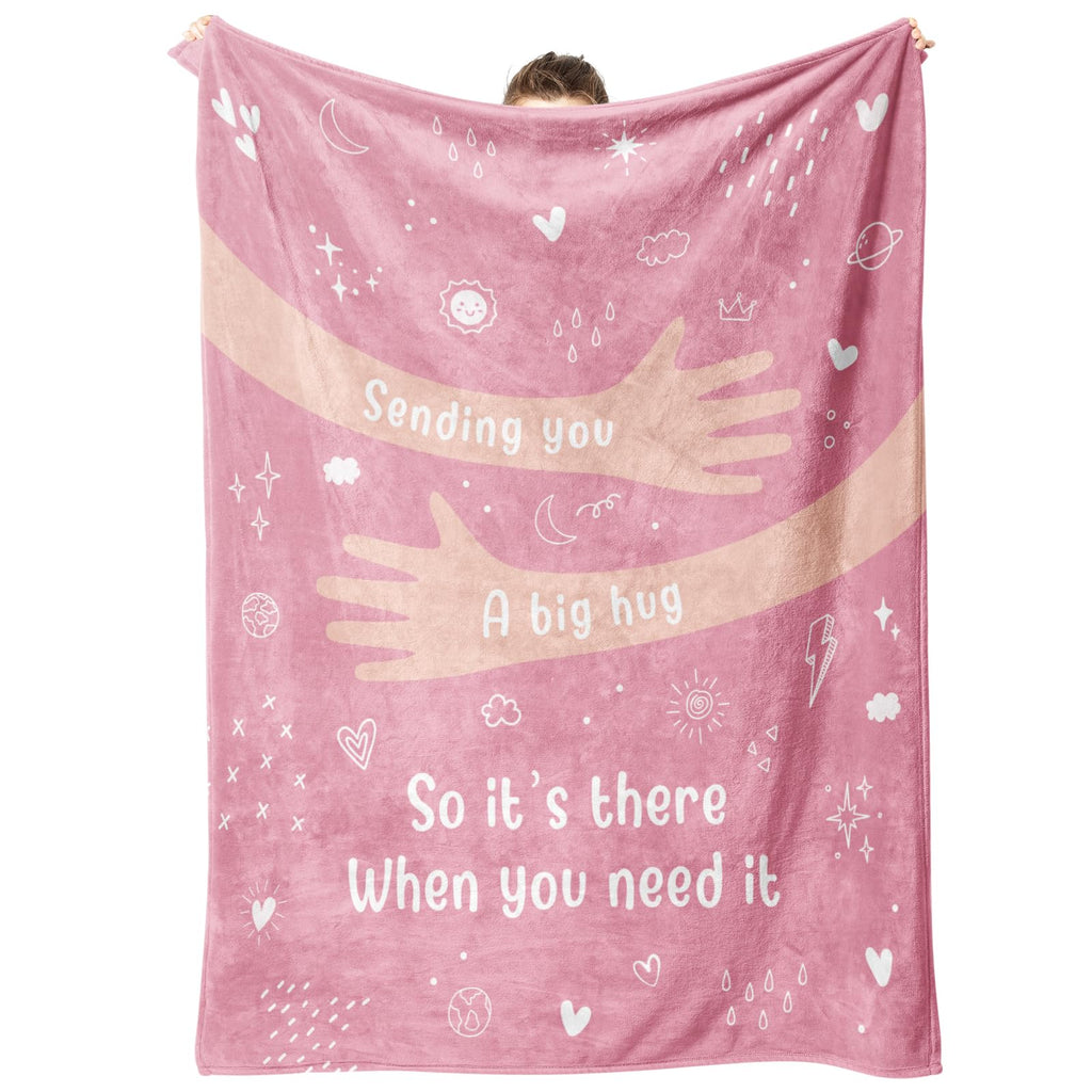 Get Well Gifts for Women, Hug/Healing Blanket with Letter Print, Thinking of You/Sympathy/After Surgery Gifts for Friends, Siste