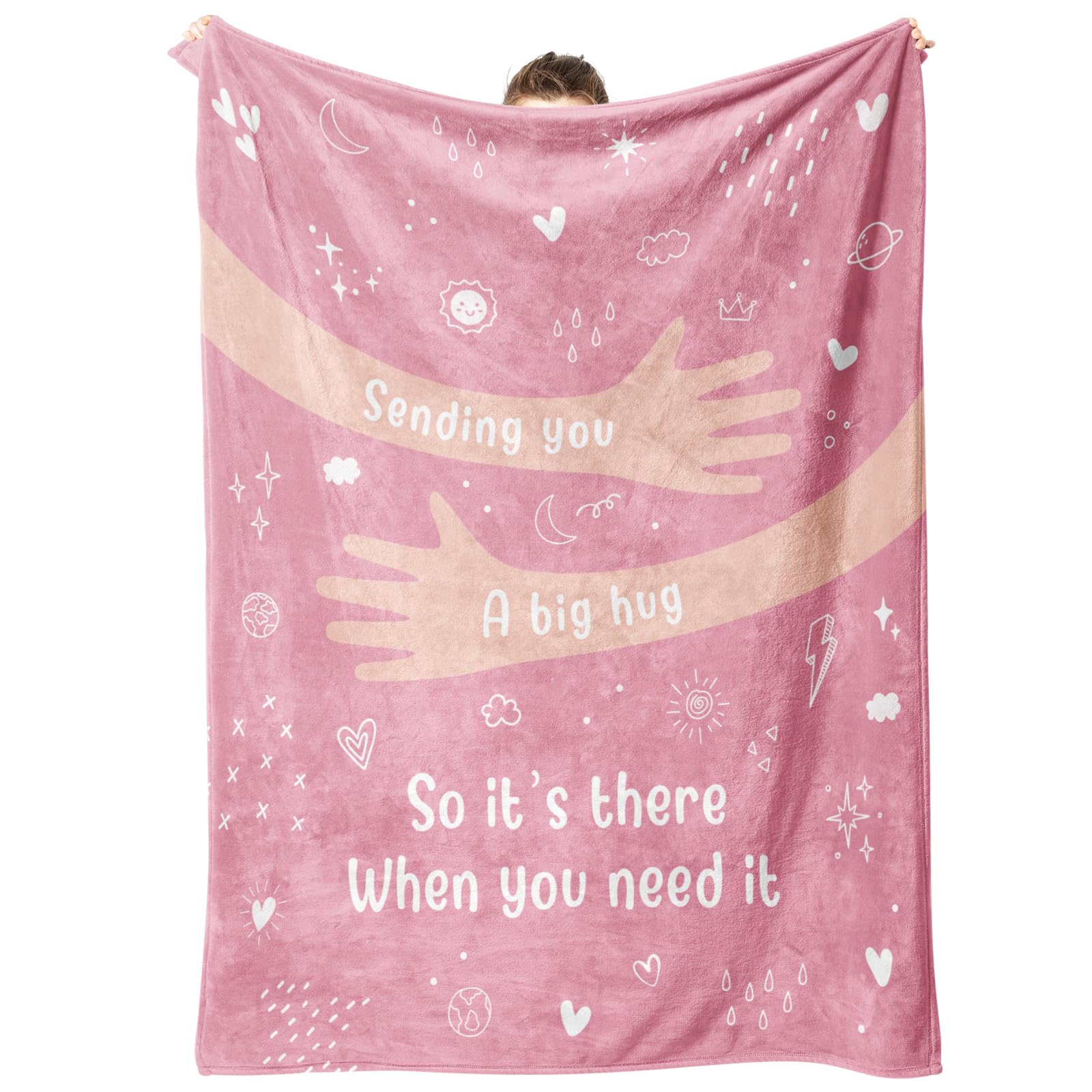 Get Well Gifts for Women, Hug/Healing Blanket with Letter Print, Thinking of You/Sympathy/After Surgery Gifts for Friends, Siste