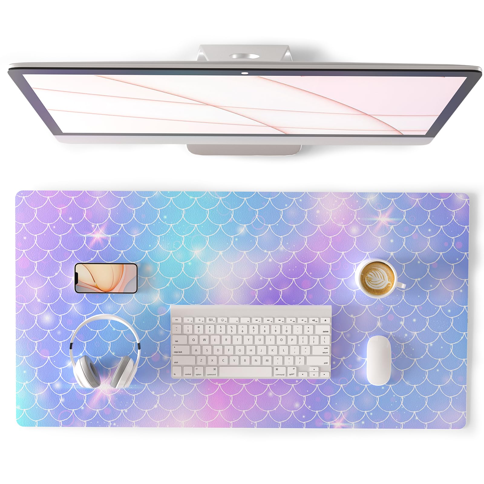 Qiyi Multifunctional Office Desk Pad, Water-Resistant Pu Leather Mouse Pad, Home D  Cor Large Desk Organizer Mat, Non Slip Base