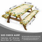 Britown Picnic Table Cover With Bench Covers Elastic Edges, Yellow Fitted Table Cover, Outdoor Patio Camping Essentials 60 Inch