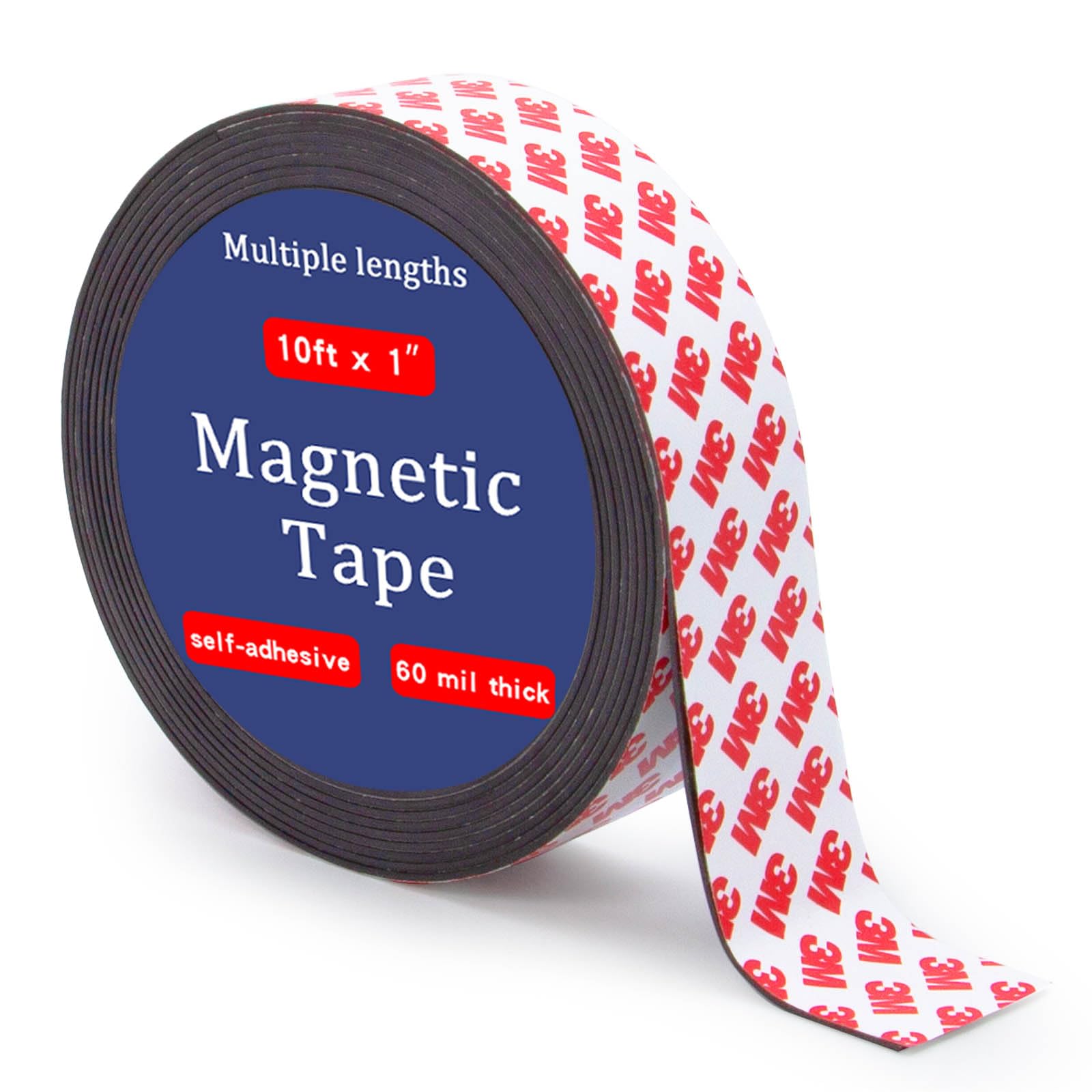 Towjug Magnetic Tape Strip Roll With 3M Self Adhesive Backing,(1' Wide X10Ft Long) Flexible Sticky Magnet Tape Strips For Kitch