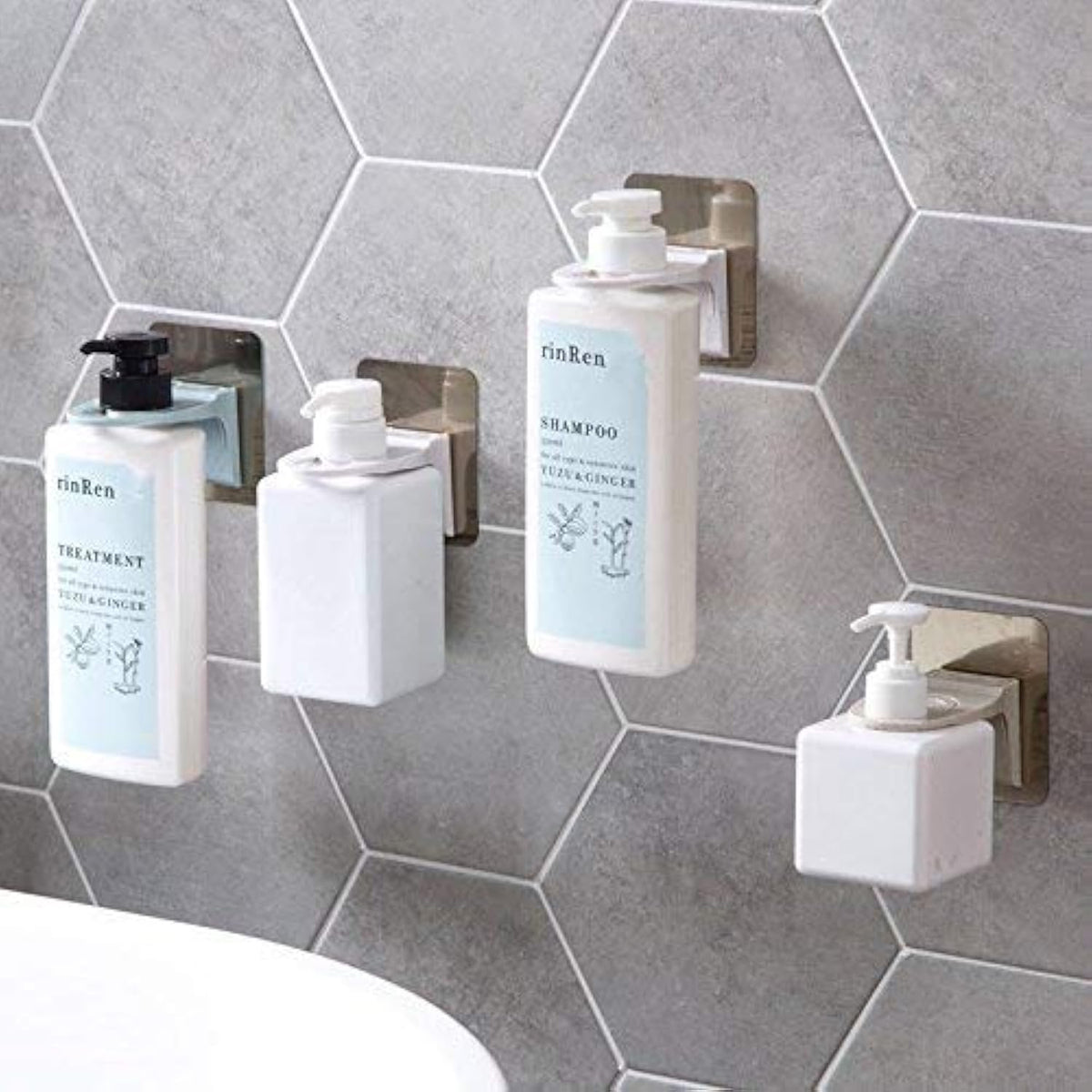 BUCKLE UP Removable Wall Adhesive Shampoo Holder, Hand Body Wash, Conditioner and Personal Care Product DrillFree Organizer, Bo