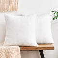 Grineed Throw Pillow Covers White Decorative Velvet Set Of 2 16X16 Inch Pillow Covers, Soft Pillow Covers For Couch Sofa Bed Liv
