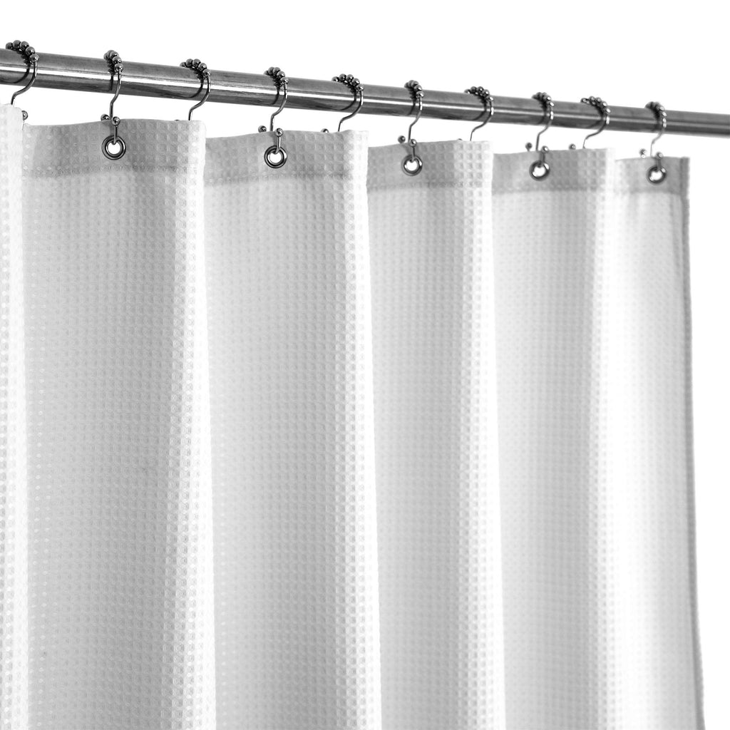 Stall Shower Curtain 54 X 72 Inch, Fabric, Waffle Weave, Hotel Luxury Spa, 230 Gsm Heavyweight, Water Repellent, Machine Washabl