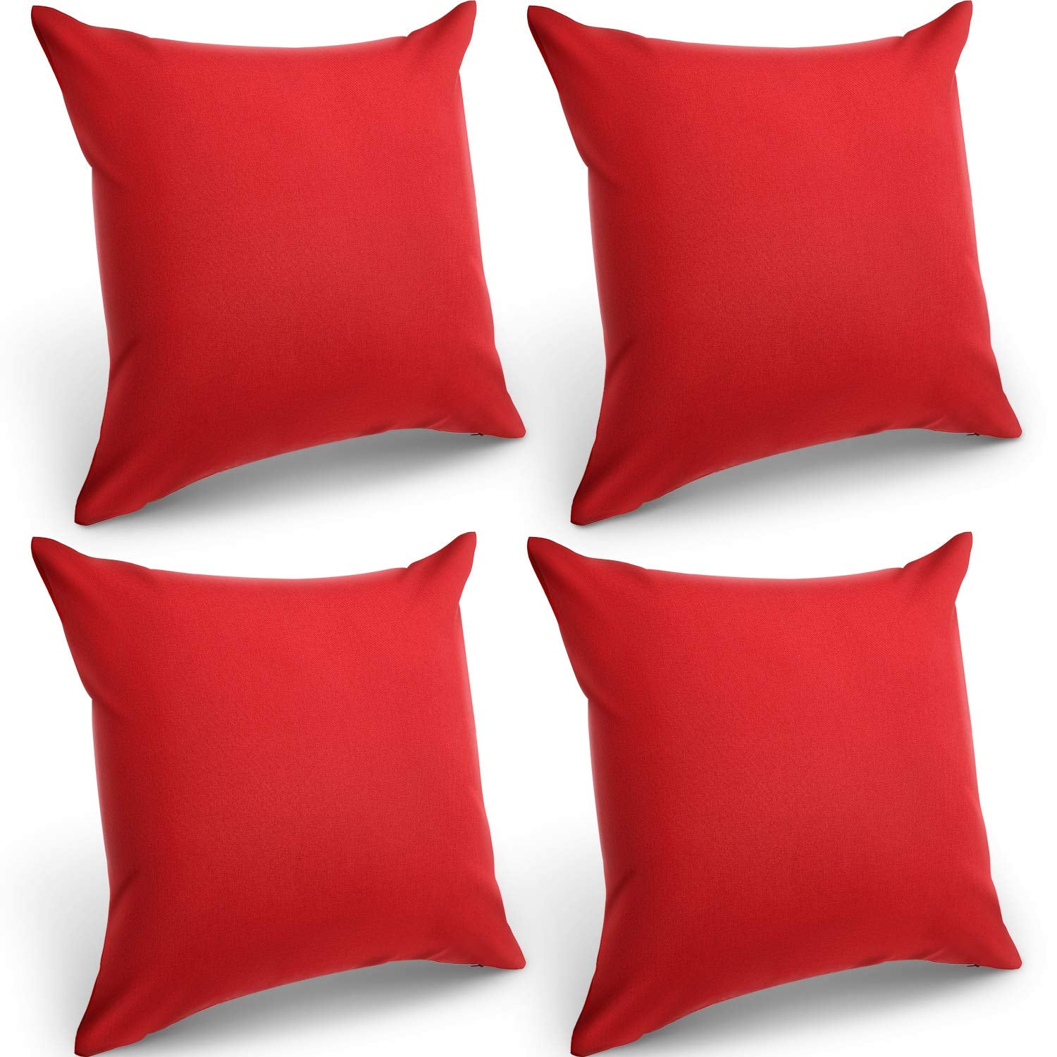 4 Pack Decorative Outdoor Waterproof Throw Pillow Covers, Square Patio Balcony Garden Waterproof Cushion Case, Pu Coating Pillow Shell For Couch, Bed, Patio, Sofa, Tent,18 X 18 Inch (Red)