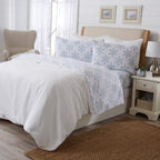 Great Bay Home 3 Piece 100% Turkish Cotton Twin White Snowflake Flannel Sheets Set | Deep Pocket, Soft Sheets | Warm, Double Bru