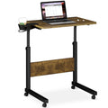 Klvied Mobile Standing Desk, Rolling Desk With Cup Holder, Portable Laptop Couchtable, Small Computer Desk, Bedside Table, Mobile Laptop Stand, Work Desk For Home Office, Walnut