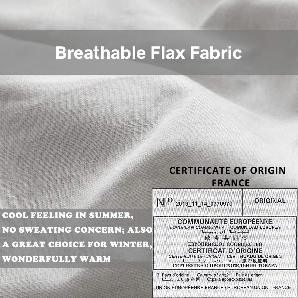 Simple&Opulence 100% French Linen Euro Shams With Embroidery (26'' X 26'') - Pack Of 2 - Pre Washed Solid Color Natural Flax Soft Breathable - Grey