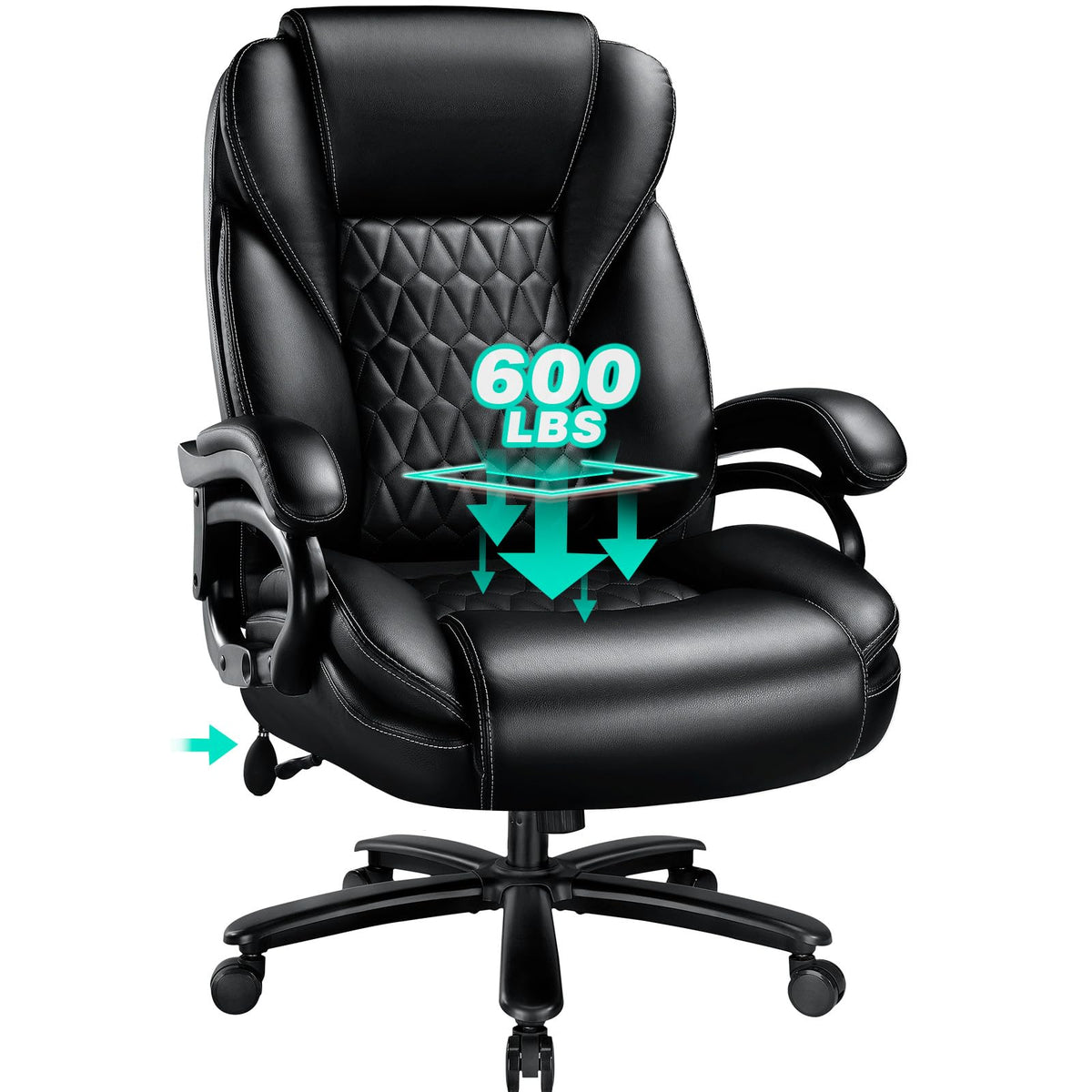 600Lbs Big And Tall Office Chair With Pocket Spring Cushion, Ergonomic Heavy Duty Office Chair For Low Back Pain Relief, Large E