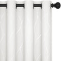 Deconovo Pure White Silver Wave Print Room Darkening Curtains 50% Light Blocking For Girls Room Smaill Windows, 52X54 Inch, Grom