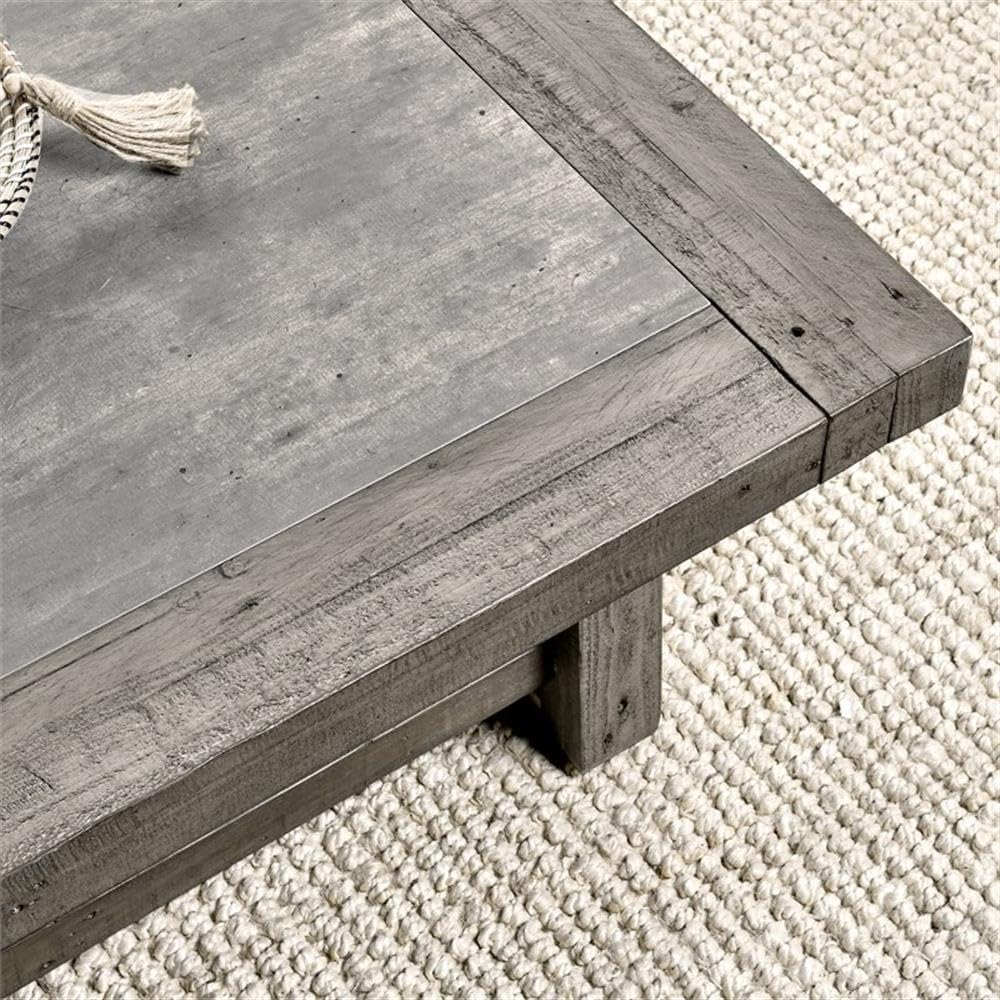 Kosas Home Stonebridge 50" Square Wood Coffee Table in Antique Gray