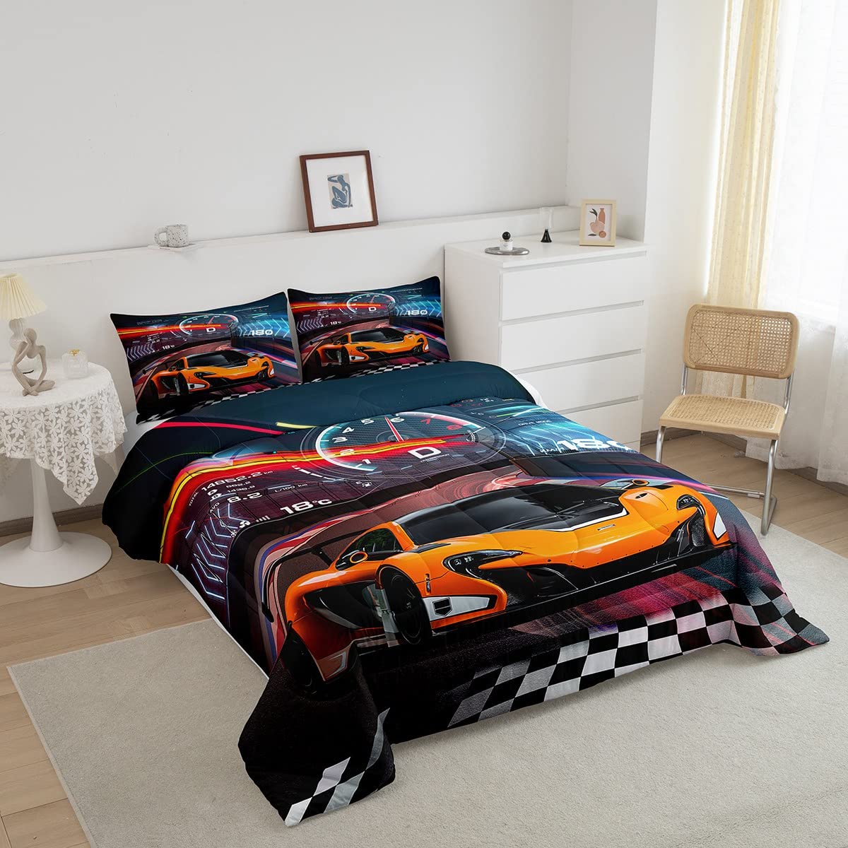 Feelyou Race Car Bedding Set Boys Extreme Sports Comforter Set For Kids Boys Cool Car Comforter Car Sports Quilt Set 1 Comforter