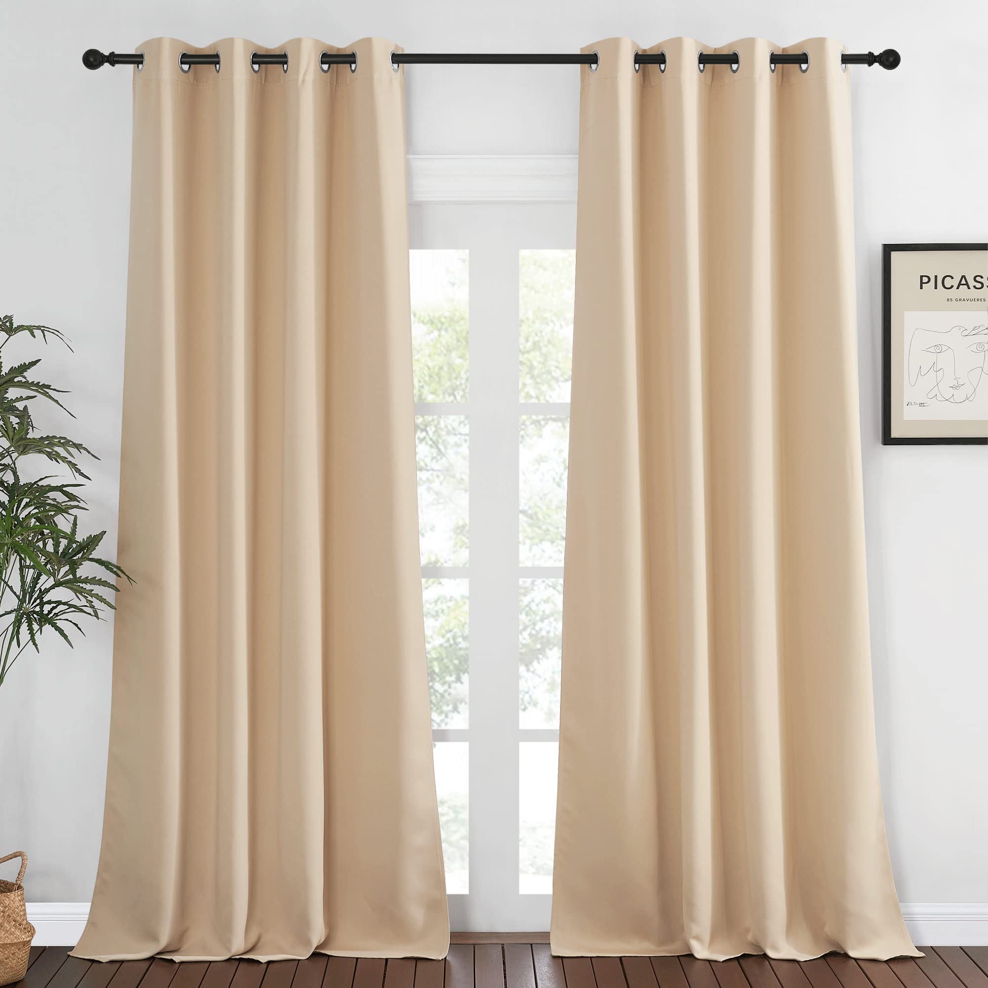 NICETOWN Blackout 102 inch Curtain for Living Room, Grommet Window Treatment Thermal Insulated Solid Sound Reducing Drapes for B