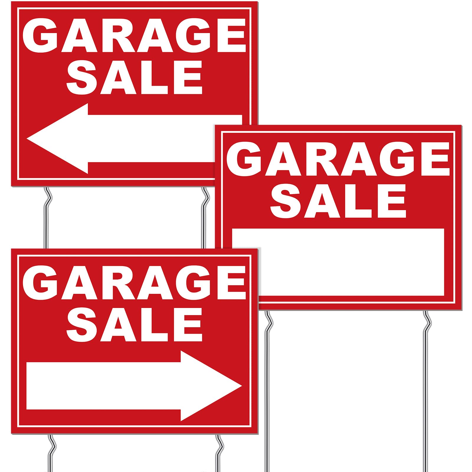Amyhill 3 Pcs Garage Sale Sign With Metal Stakes 12 X 16 Inch Double Sided Yard Sale Signs Corrugated Plastic Garage Sale Sign W