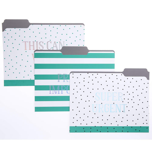 'Graphique Green Dots File Folder Set - Each Folder Measures 11.75' X 9.5', Set Includes 9 Folders With 3 Unique Designs, Dur