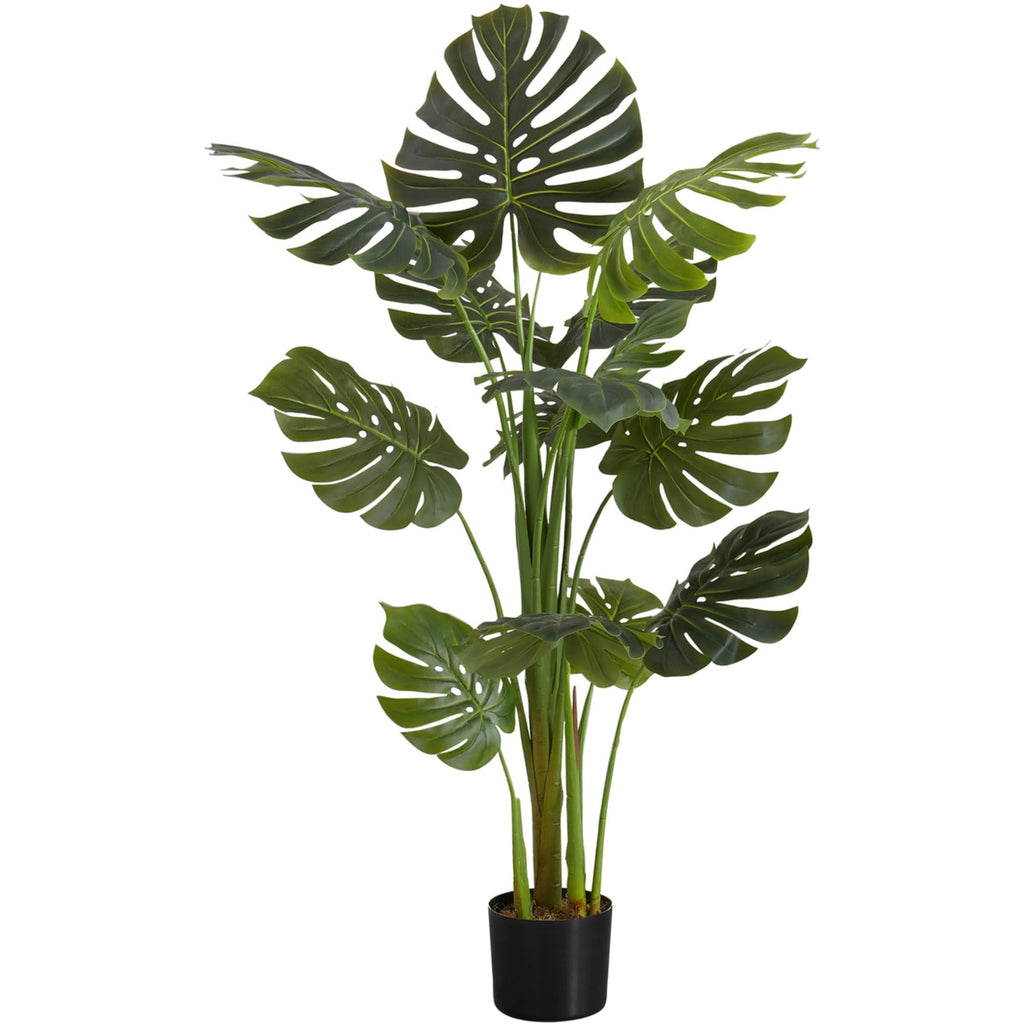Monarch Specialties I 9548 Artificial Plant, 55' Tall, Monstera Tree, Indoor, Faux, Fake, Floor, Greenery, Potted, Real Touch, Decorative, Green Leaves