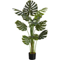 Monarch Specialties I 9548 Artificial Plant, 55' Tall, Monstera Tree, Indoor, Faux, Fake, Floor, Greenery, Potted, Real Touch, Decorative, Green Leaves